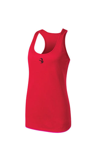 Bold DriWick™ Tank - Vertical SPIRITDRIVEN Back -   Ruby Red (Black Logos)